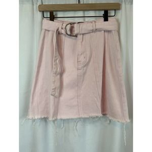 Missguided Womens Light Pink High Rise Denim Skirt W/ Belt Size US 2